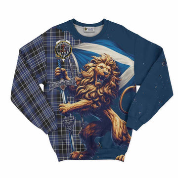 Clark (Clarke) Tartan Family Crest Sweatshirt with Scottish Majestic Lion