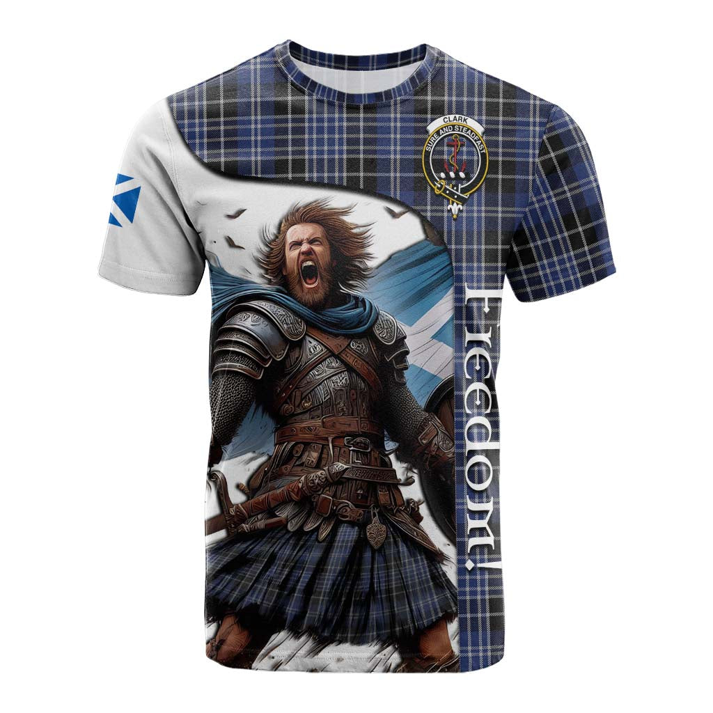 Tartan Vibes Clothing Clark (Clarke) Crest Tartan Cotton T-shirt Inspired by the Freedom of Scottish Warrior