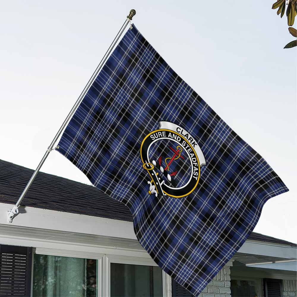 Tartan Vibes Clothing Clark (Clarke) Tartan House Flag with Family Crest