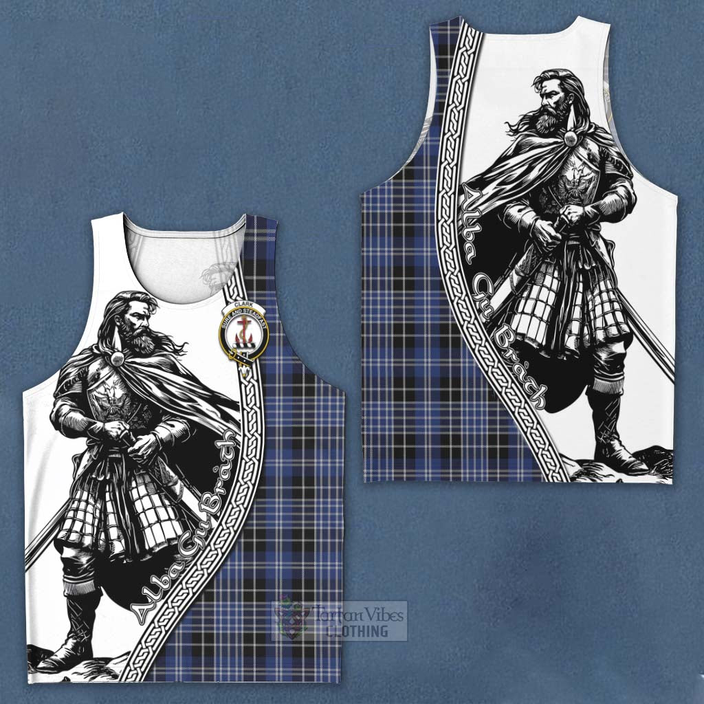 Tartan Vibes Clothing Clark (Clarke) Tartan Clan Crest Men's Tank Top with Highlander Warrior Celtic Style