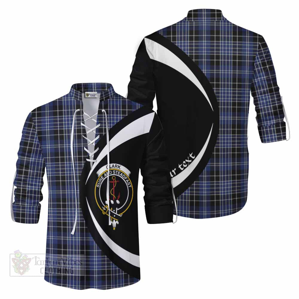 Tartan Vibes Clothing Clark (Clarke) Tartan Ghillie Kilt Shirt with Family Crest Circle Style