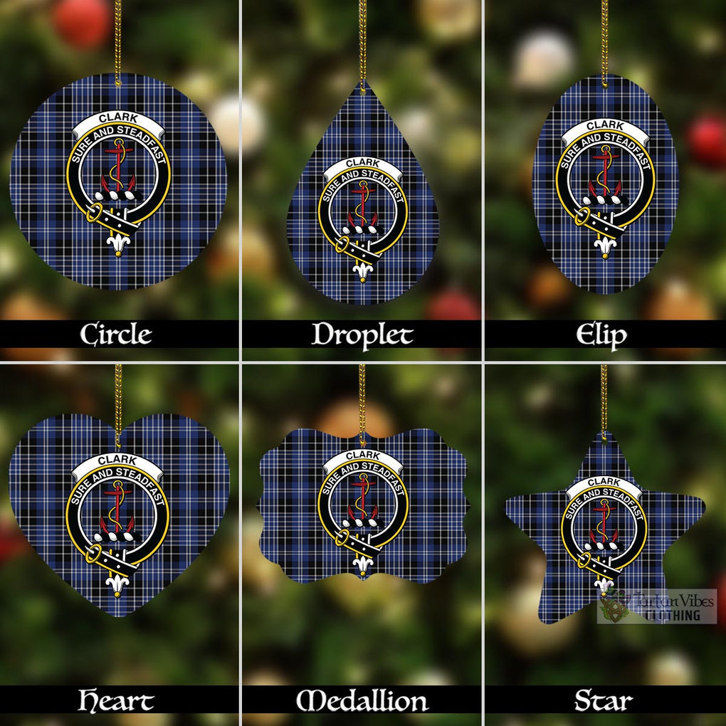 Tartan Vibes Clothing Clark (Clarke) Tartan Christmas Aluminium Ornament with Family Crest