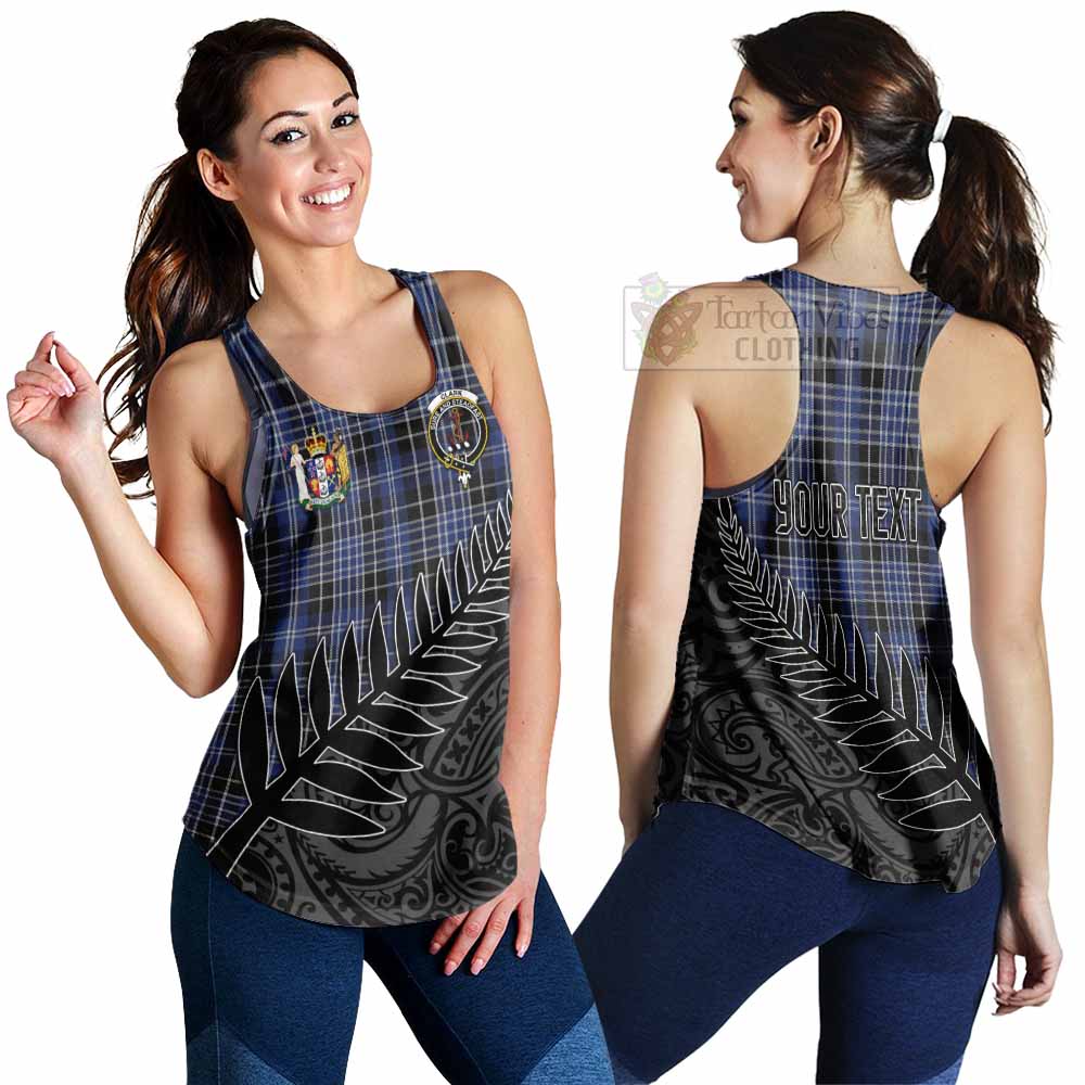 Tartan Vibes Clothing Clark (Clarke) Crest Tartan Women's Racerback Tanks with New Zealand Silver Fern Half Style