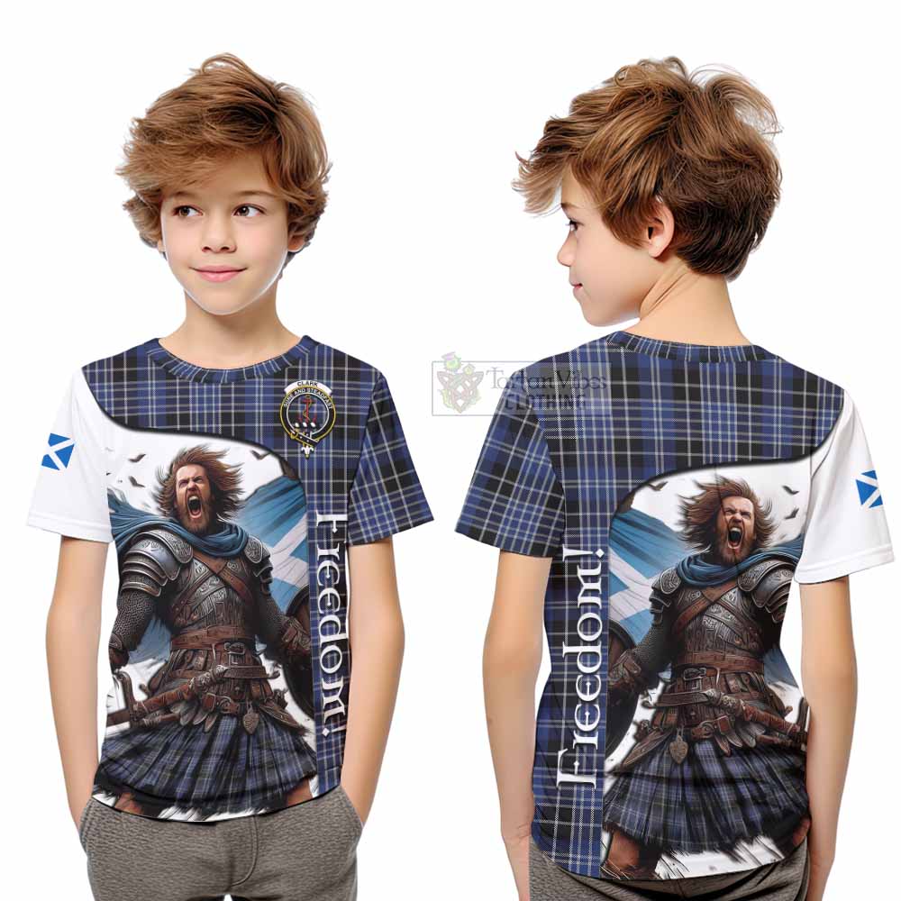 Tartan Vibes Clothing Clark (Clarke) Crest Tartan Kid T-Shirt Inspired by the Freedom of Scottish Warrior