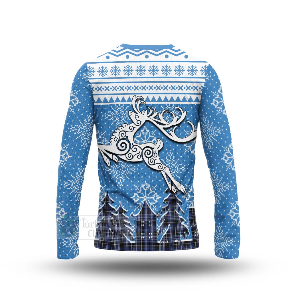 Tartan Vibes Clothing Clark (Clarke) Clan Christmas Long Sleeve T-Shirt Celtic Reindeer Style