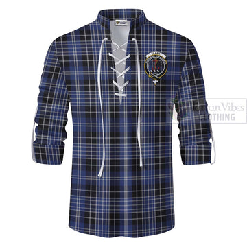 Clark (Clarke) Tartan Ghillie Kilt Shirt with Family Crest Celtic Skull Style