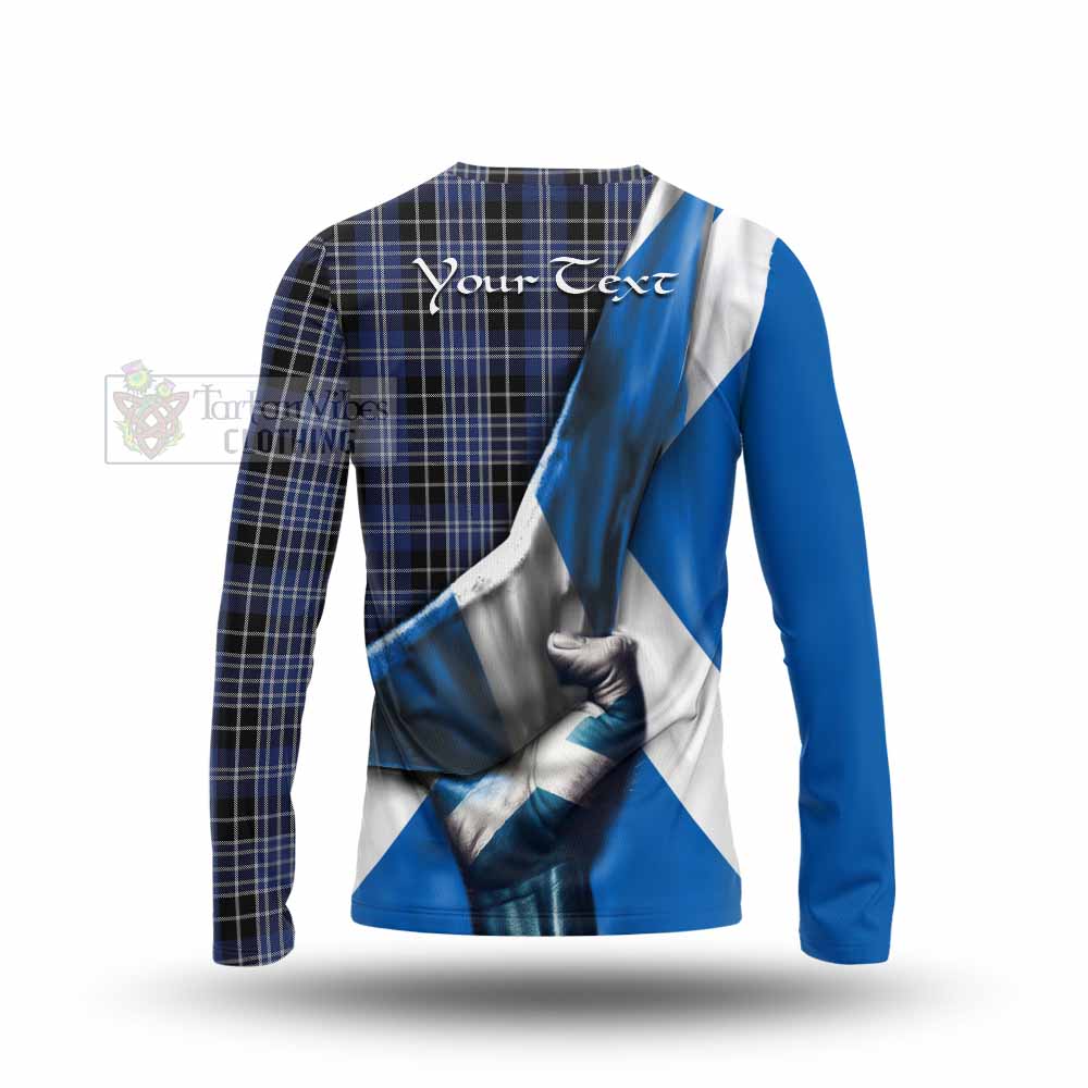 Tartan Vibes Clothing Clark (Clarke) Tartan Long Sleeve T-Shirt with Family Crest Scotland Patriotic Style