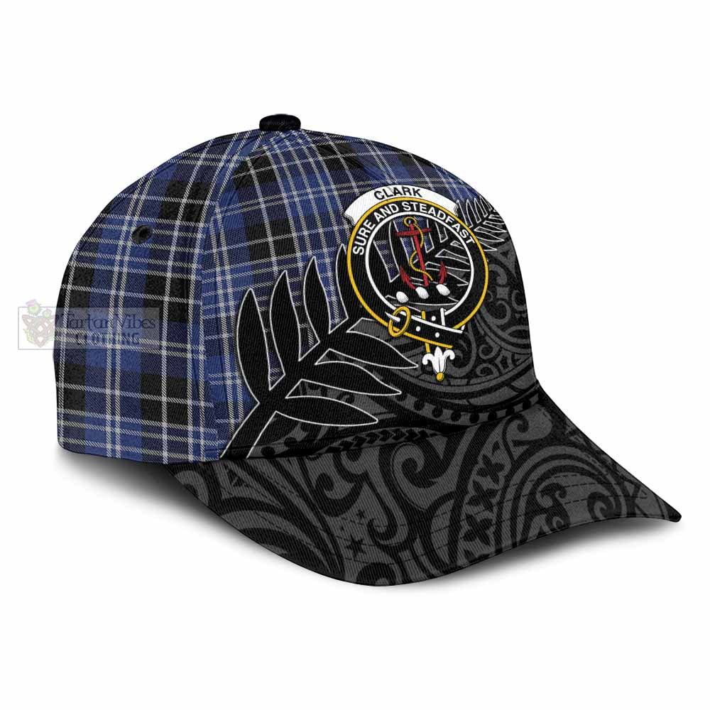 Tartan Vibes Clothing Clark (Clarke) Tartan Classic Cap with New Zealand Silver Fern Half Style