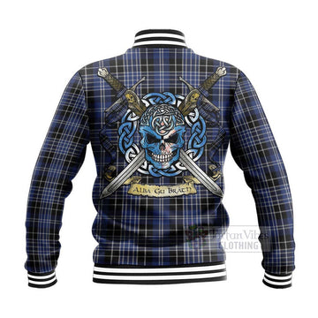 Clark (Clarke) Tartan Baseball Jacket with Family Crest Celtic Skull Style