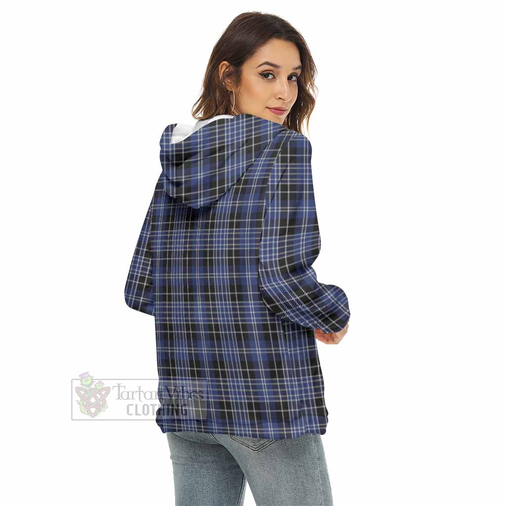 Tartan Vibes Clothing Clark (Clarke) Tartan Crest Women's Borg  Half Zip Fleece Hoodie