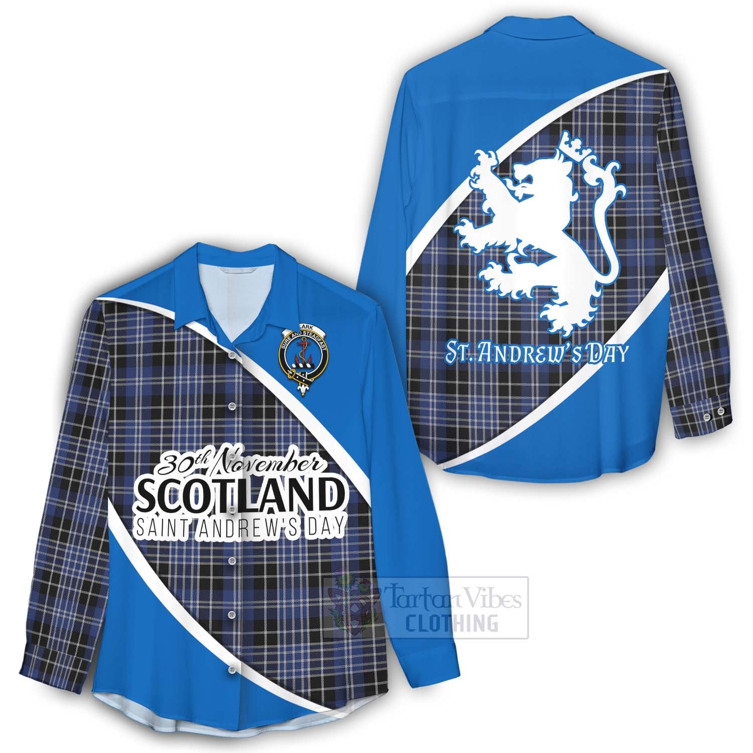 Tartan Vibes Clothing Clark (Clarke) Family Crest Tartan Women's Casual Shirt Celebrate Saint Andrew's Day in Style