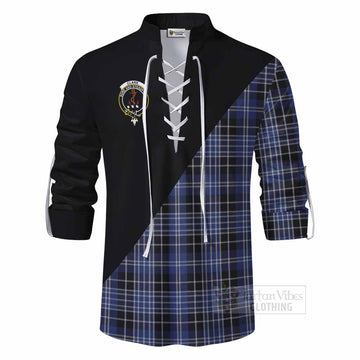 Clark (Clarke) Tartan Ghillie Kilt Shirt with Family Crest and Military Logo Style