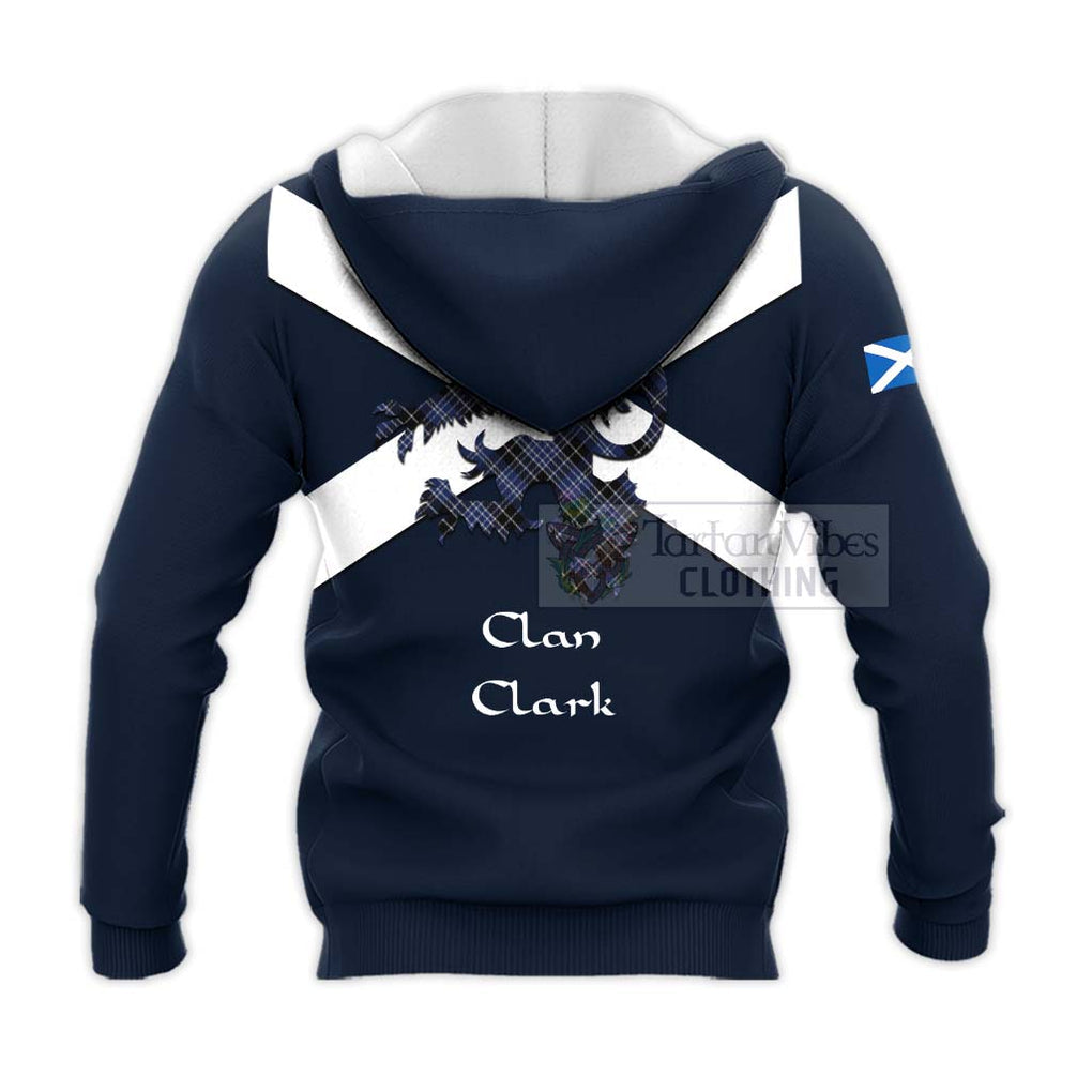 Tartan Vibes Clothing Clark (Clarke) Tartan Lion Rampant Knitted Hoodie – Proudly Display Your Heritage with Alba Gu Brath and Clan Name