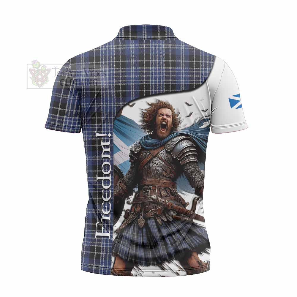 Tartan Vibes Clothing Clark (Clarke) Crest Tartan Zipper Polo Shirt Inspired by the Freedom of Scottish Warrior