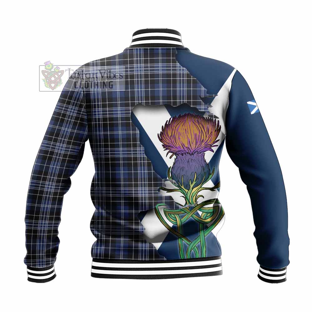 Clark (Clarke) Tartan Family Crest Baseball Jacket Scottish Thistle Celtic Inspired - Tartan Vibes Clothing