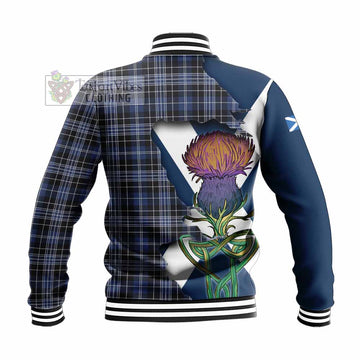 Clark (Clarke) Tartan Family Crest Baseball Jacket Scottish Thistle Celtic Inspired - Tartan Vibes Clothing