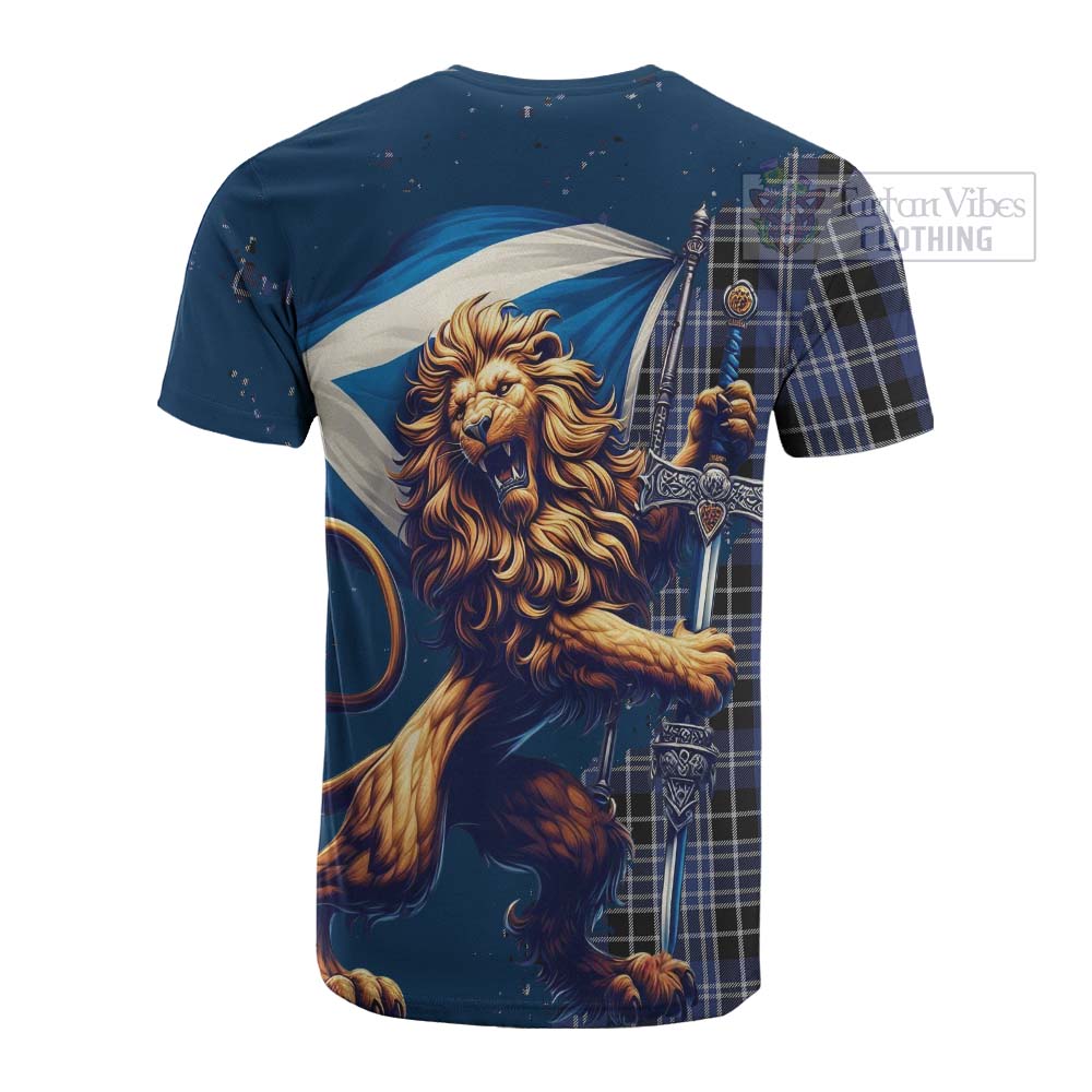 Tartan Vibes Clothing Clark (Clarke) Tartan Family Crest Cotton T-shirt with Scottish Majestic Lion