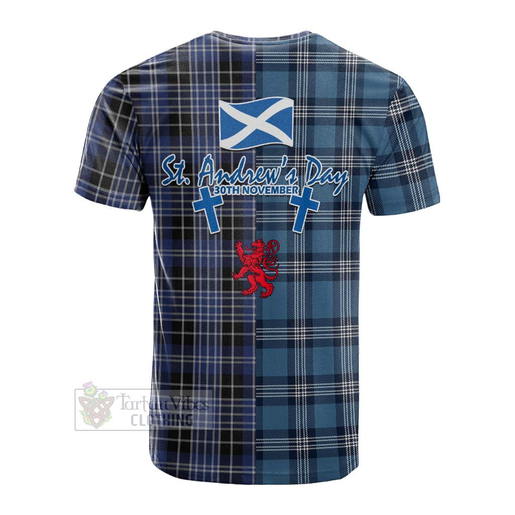 Tartan Vibes Clothing Clark (Clarke) Tartan Cotton T-shirt Happy St. Andrew's Day Half Tartan Style