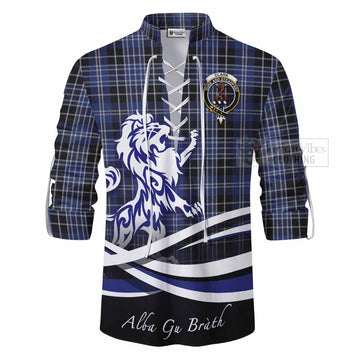 Clark (Clarke) Tartan Ghillie Kilt Shirt with Alba Gu Brath Regal Lion Emblem