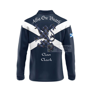 Clark (Clarke) Tartan Lion Rampant Long Sleeve Polo Shirt  Proudly Display Your Heritage with Alba Gu Brath and Clan Name