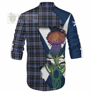Clark (Clarke) Tartan Family Crest Ghillie Kilt Shirt Scottish Thistle Celtic Inspired - Tartan Vibes Clothing
