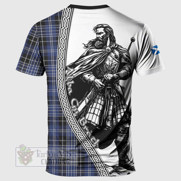 Clark (Clarke) Tartan Clan Crest T-Shirt with Highlander Warrior Celtic Style