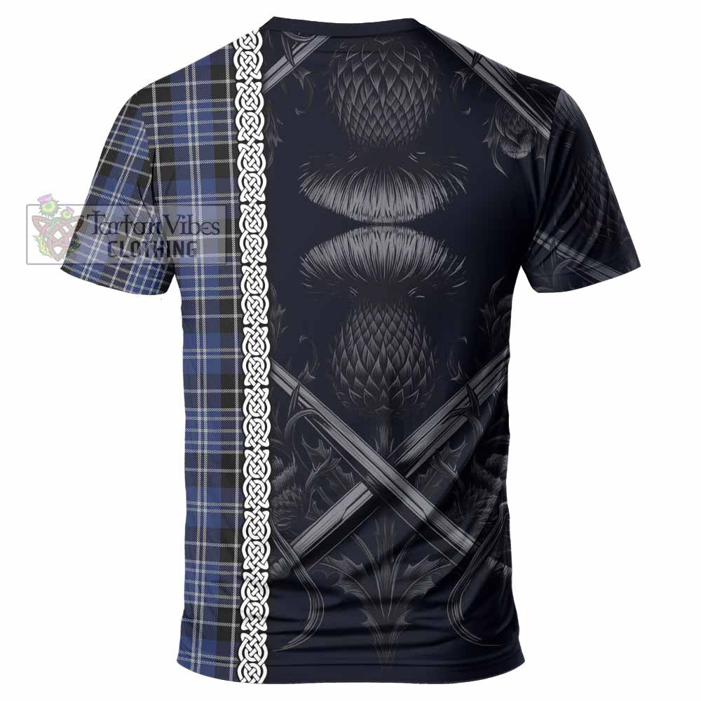 Tartan Vibes Clothing Clark (Clarke) Tartan T-Shirt with Family Crest Cross Sword Thistle Celtic Vibes