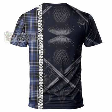 Clark (Clarke) Tartan T-Shirt with Family Crest Cross Sword Thistle Celtic Vibes