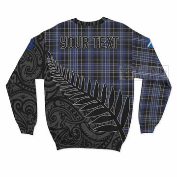 Clark (Clarke) Crest Tartan Sweatshirt with New Zealand Silver Fern Half Style