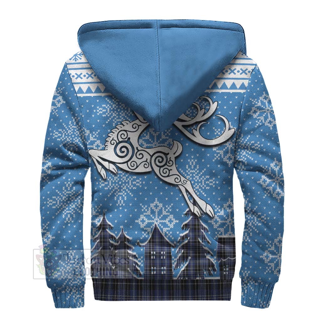 Tartan Vibes Clothing Clark (Clarke) Clan Christmas Sherpa Hoodie Celtic Reindeer Style