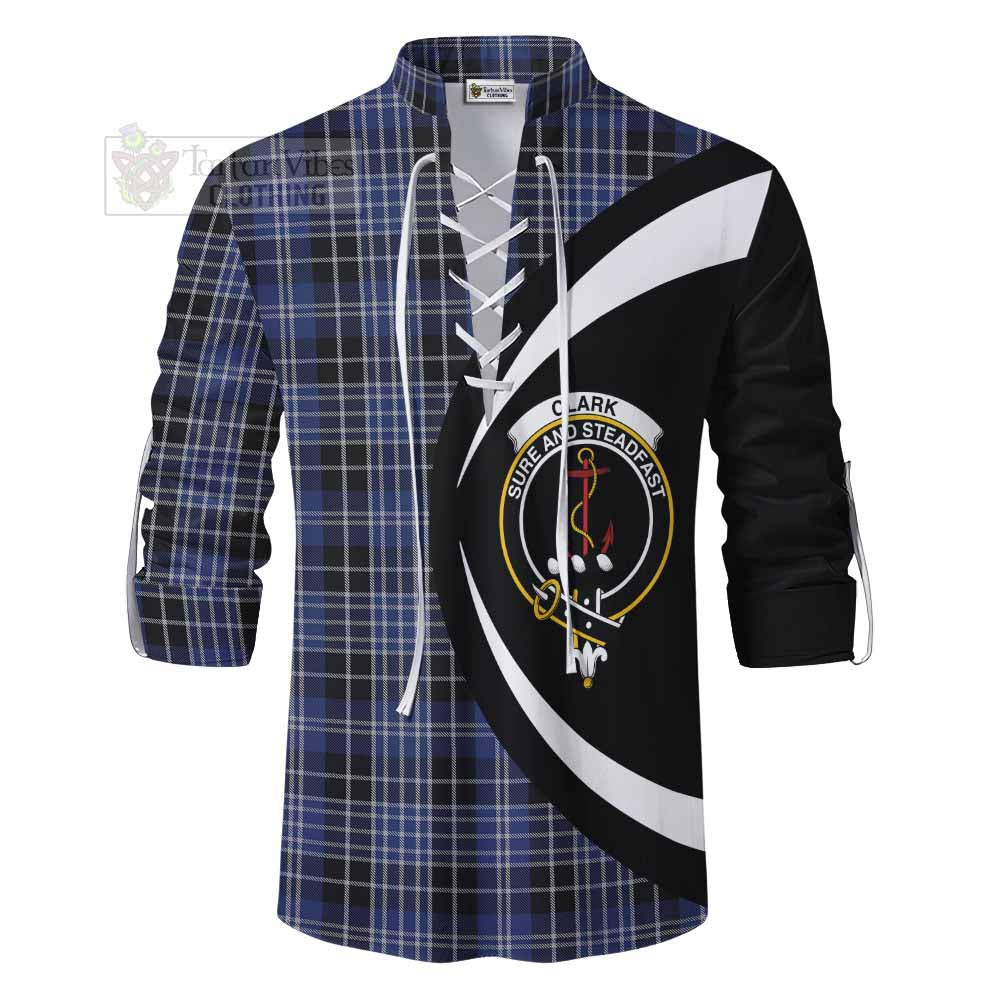 Tartan Vibes Clothing Clark (Clarke) Tartan Ghillie Kilt Shirt with Family Crest Circle Style