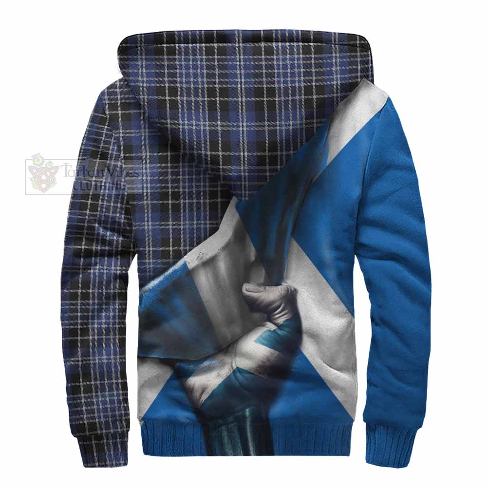 Tartan Vibes Clothing Clark (Clarke) Tartan Sherpa Hoodie with Family Crest Scotland Patriotic Style