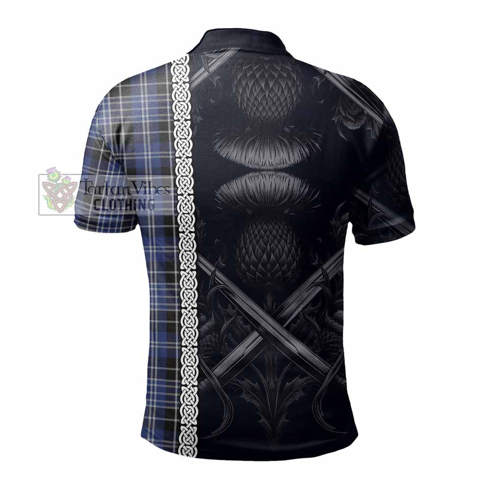 Tartan Vibes Clothing Clark (Clarke) Tartan Polo Shirt with Family Crest Cross Sword Thistle Celtic Vibes