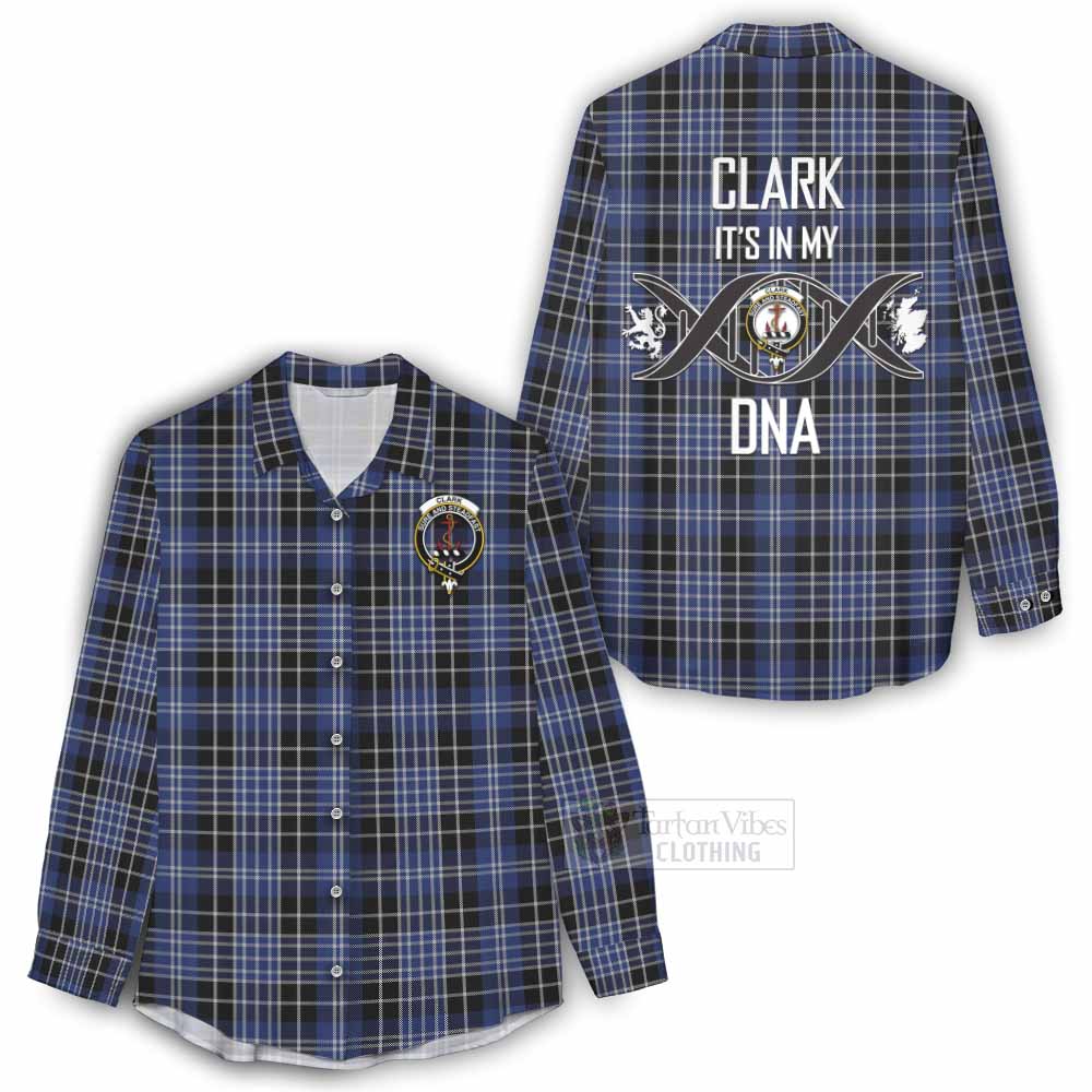 Tartan Vibes Clothing Clark (Clarke) Tartan Women's Casual Shirt with Family Crest DNA In Me Style