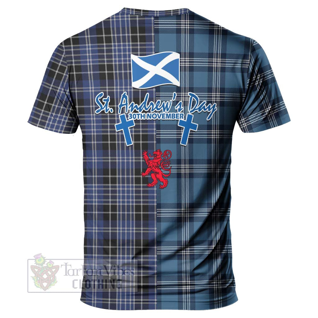 Tartan Vibes Clothing Clark (Clarke) Tartan T-Shirt Happy St. Andrew's Day Half Tartan Style