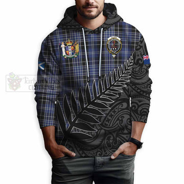 Clark (Clarke) Crest Tartan Hoodie with New Zealand Silver Fern Half Style