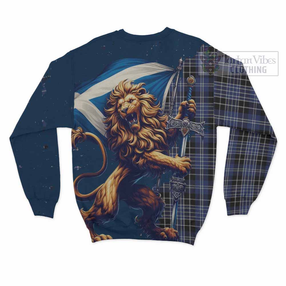 Tartan Vibes Clothing Clark (Clarke) Tartan Family Crest Sweatshirt with Scottish Majestic Lion