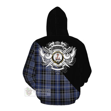 Clark (Clarke) Tartan Cotton Hoodie with Family Crest and Military Logo Style