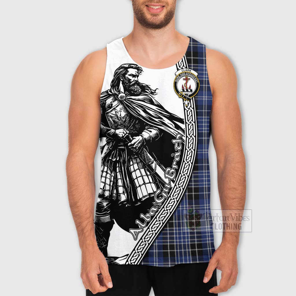 Tartan Vibes Clothing Clark (Clarke) Tartan Clan Crest Men's Tank Top with Highlander Warrior Celtic Style