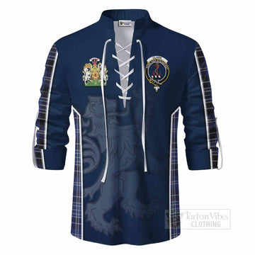 Clark (Clarke) Tartan Ghillie Kilt Shirt with Family Crest and Lion Rampant Vibes Sport Style