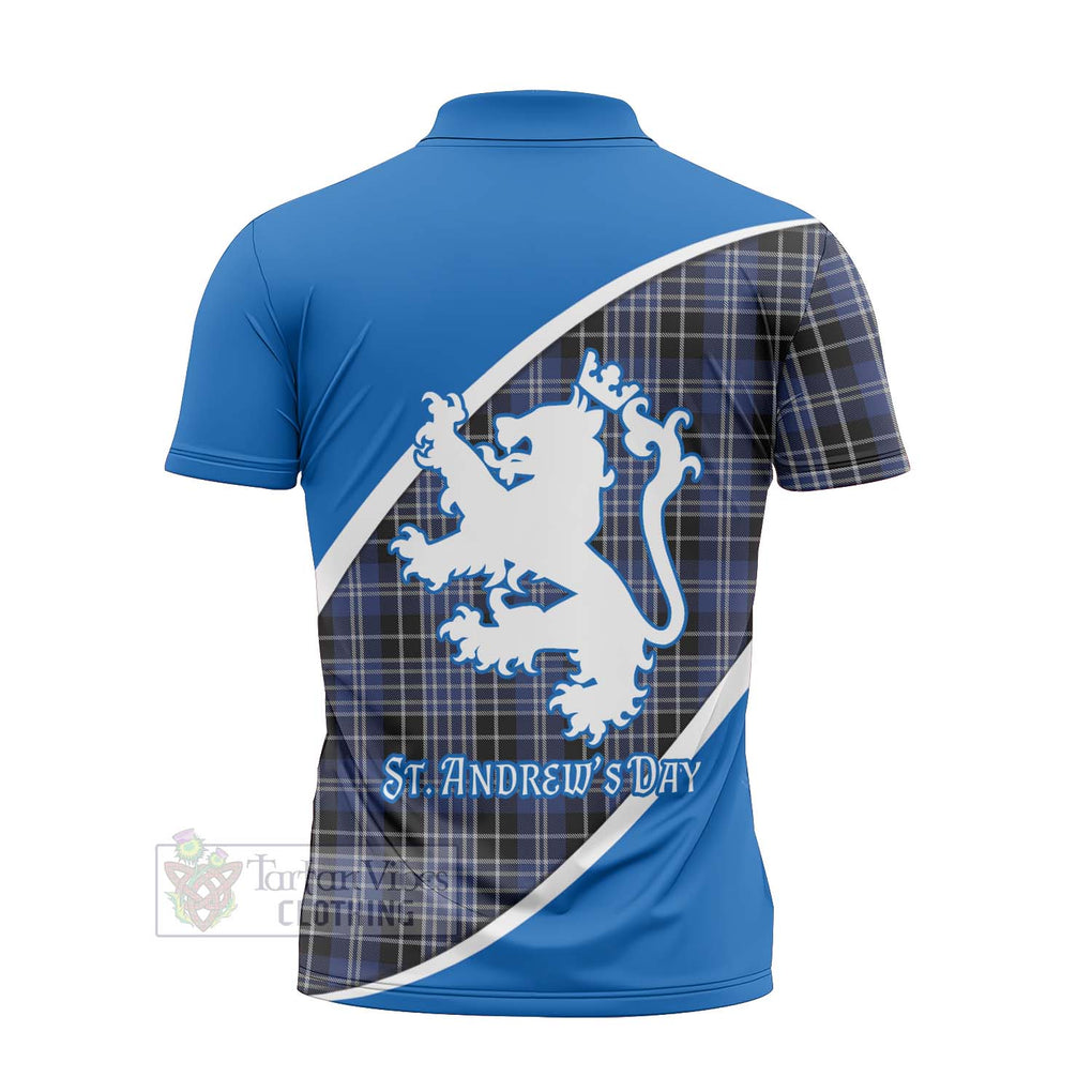 Tartan Vibes Clothing Clark (Clarke) Family Crest Tartan Zipper Polo Shirt Celebrate Saint Andrew's Day in Style