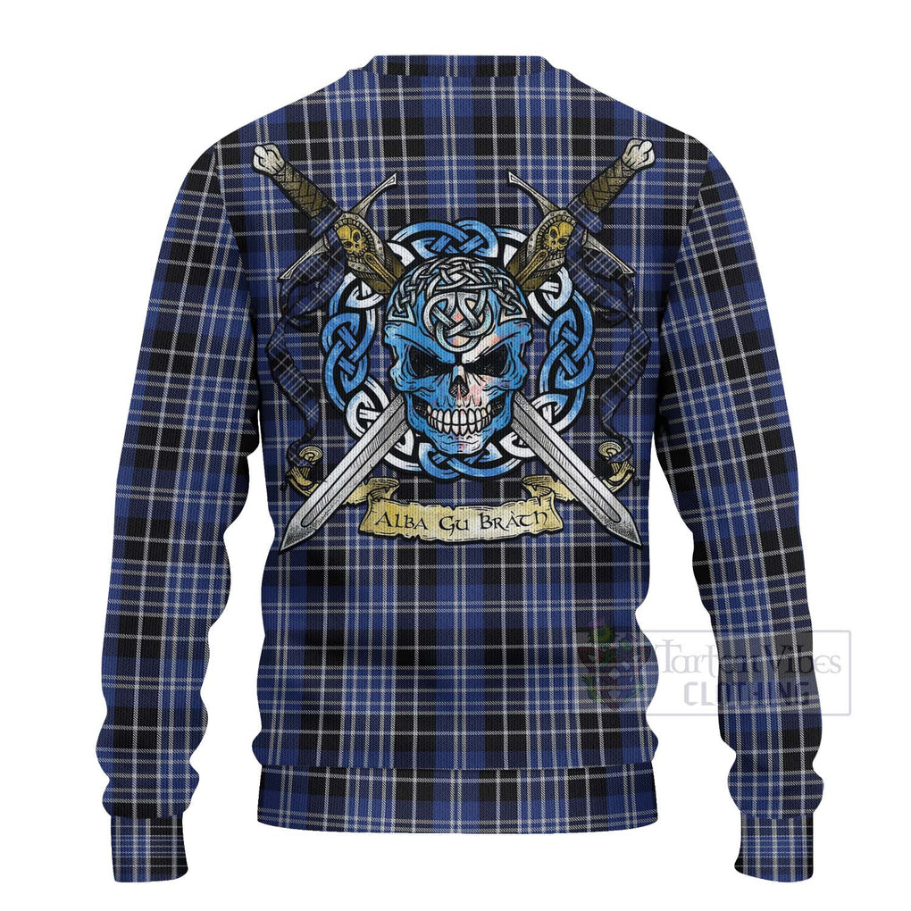 Clark (Clarke) Tartan Ugly Sweater with Family Crest Celtic Skull Style - Tartan Vibes Clothing