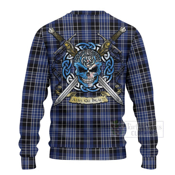 Clark (Clarke) Tartan Ugly Sweater with Family Crest Celtic Skull Style