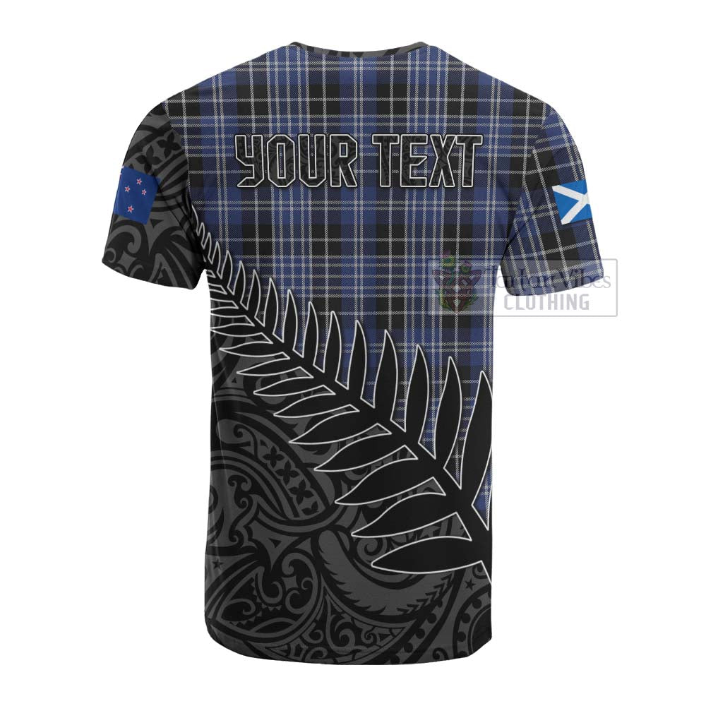 Tartan Vibes Clothing Clark (Clarke) Crest Tartan Cotton T-shirt with New Zealand Silver Fern Half Style