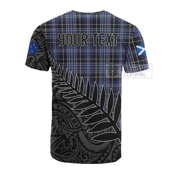 Clark (Clarke) Crest Tartan Cotton T-shirt with New Zealand Silver Fern Half Style