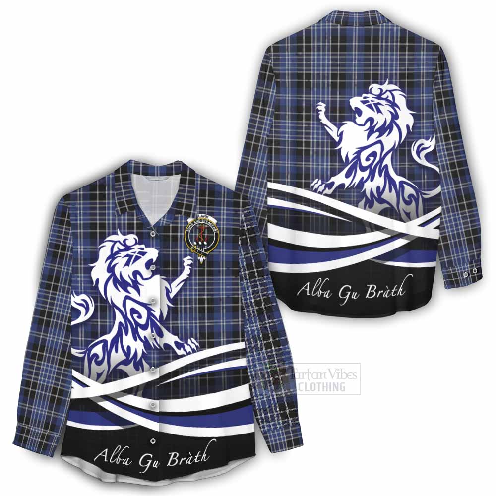 Tartan Vibes Clothing Clark (Clarke) Tartan Women's Casual Shirt with Alba Gu Brath Regal Lion Emblem