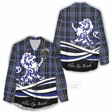 Clark (Clarke) Tartan Women's Casual Shirt with Alba Gu Brath Regal Lion Emblem