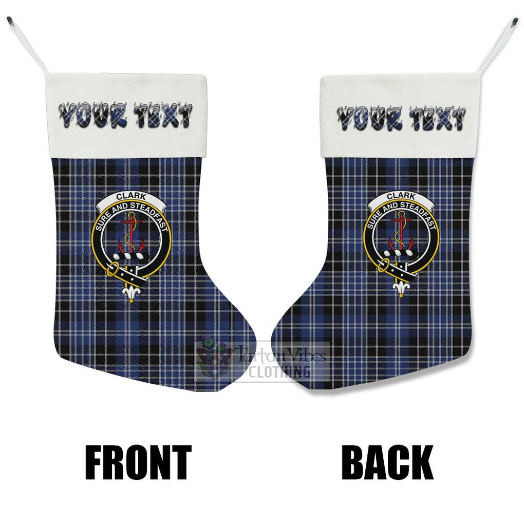 Tartan Vibes Clothing Clark (Clarke) Tartan Family Crest Christmas Stocking with Personalized Text