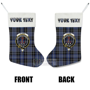 Clark (Clarke) Tartan Family Crest Christmas Stocking with Personalized Text