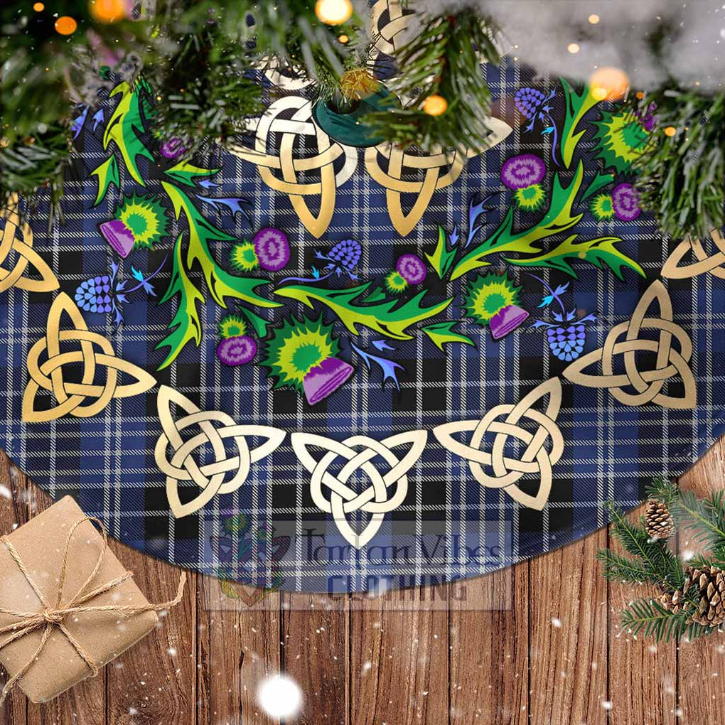 Tartan Vibes Clothing Clark (Clarke) Tartan Christmas Tree Skirt with Thistle Celtic Knot Style